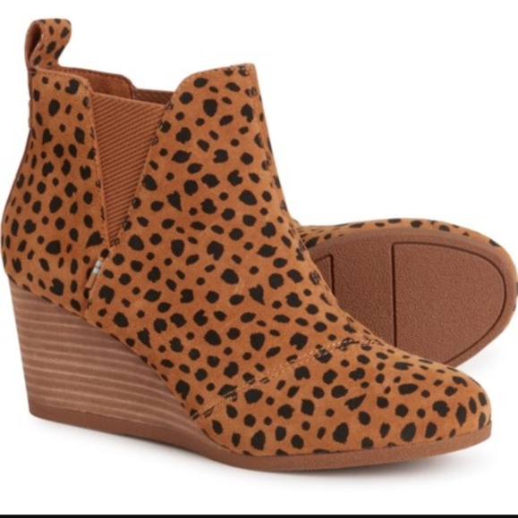Toms Shoes - NEW TOMS Kelsey Boots In Cheetah Printed Suede Size Women's 6.5